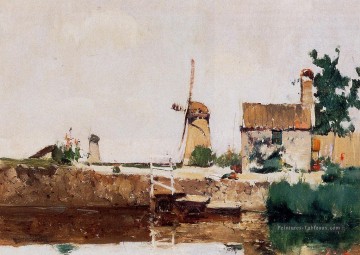 Moulins à vent Dordrecht John Henry Twachtman Peinture à l'huile